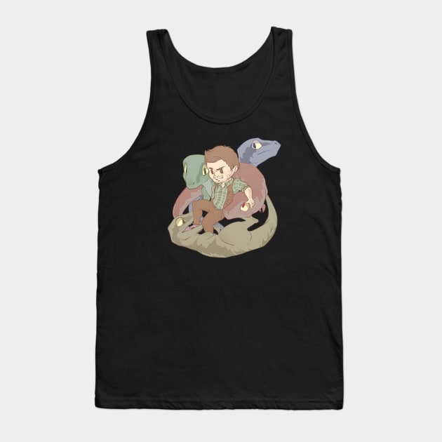 Owen And Raptors Jurassic Park Tank Top by Schmidt